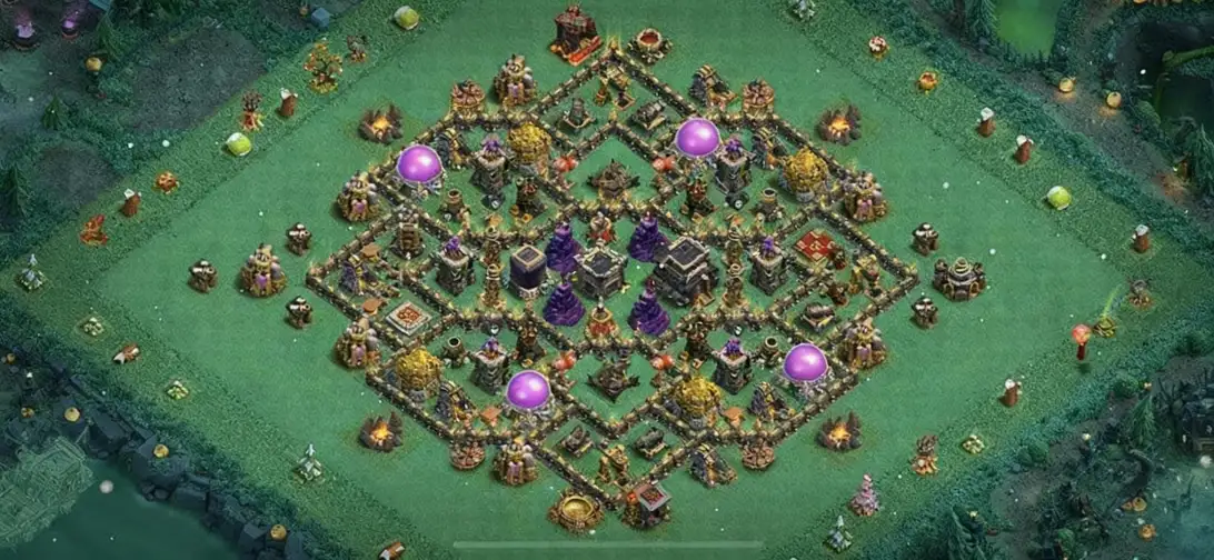 Layout Savage TH9 Defense Coc Layout | Anti Air / Dragon Blue Aura
