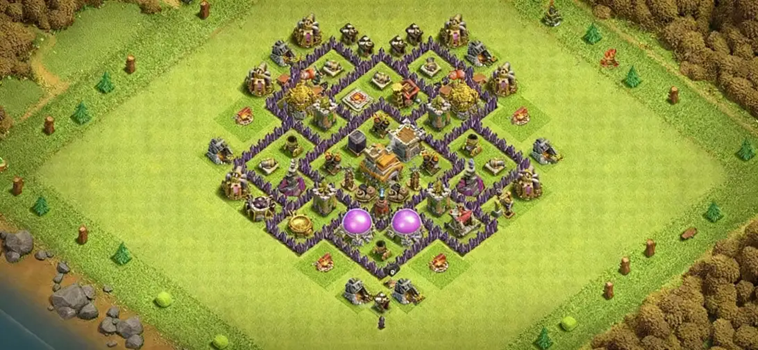 Layout Brutal TH7 Defense Coc Layout | Hybrid My Village