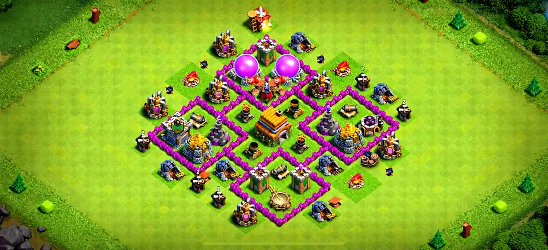 Layout Competitive TH6 Defense Coc Layout | Hybrid DefenseVilla