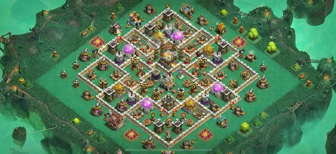 Layout Enhanced TH11 Defense Coc Layout | Anti Everything blue sky