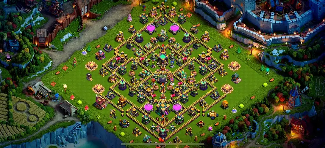 Layout Top TH14 Defense Coc Layout | Hybrid Metal Defence