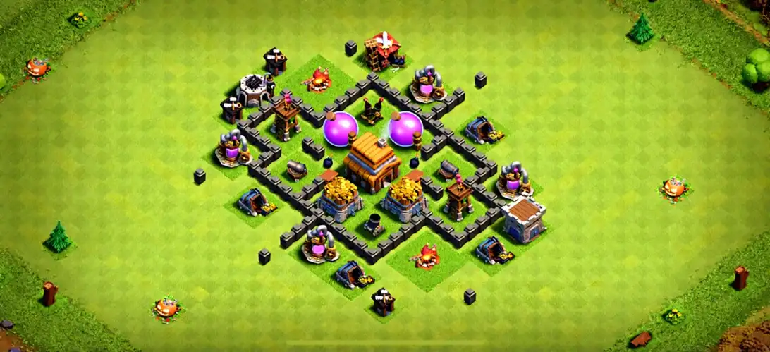 Layout New TH4 Farming Coc Layout | Anti Everything My Garden