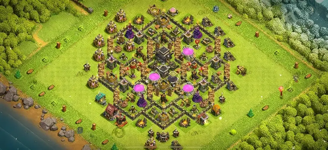 Layout Aggressive TH9 Defense Coc Layout | Hybrid Dark Barbarian 