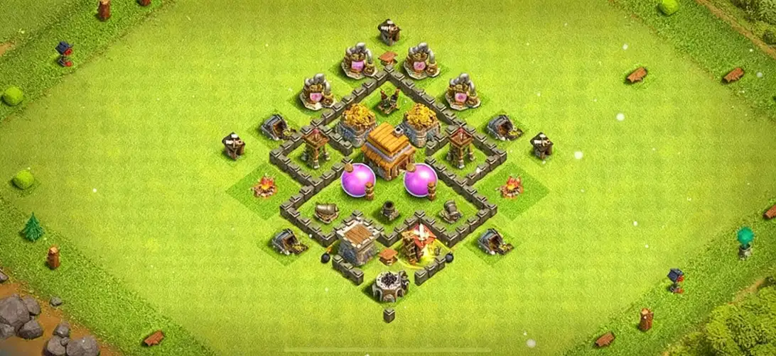 Layout Perfect TH4 Farming Coc Layout | Hybrid Decorative Home