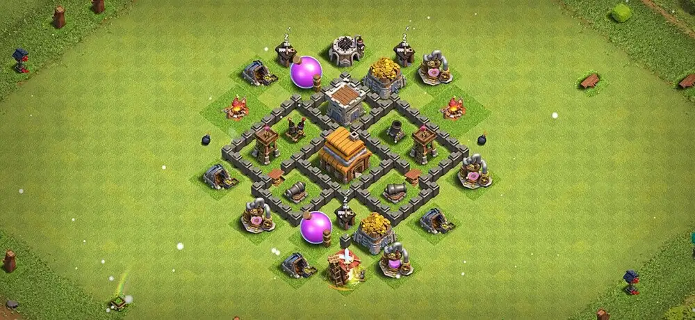 Layout Powerful TH4 Defense Coc Layout | Anti 2 Stars alexander